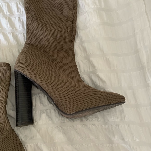 Qupid Parma Khaki stretch high heel boots size 9 - Picture 5 of 15